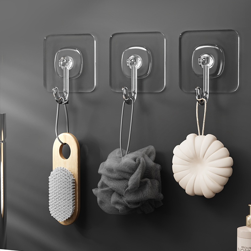 Móc dán tường dính mạnh mẽ, móc treo tường chịu lực trong suốt liền mạch, móc dán, móc không đục lỗ, móc dính dày