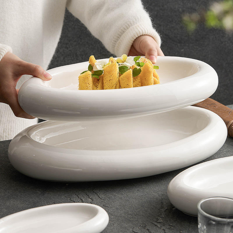 Đĩa gốm, đĩa đựng thức ăn gia dụng, đĩa bày đồ ăn khách sạn cao cấp, đĩa trưng bày món ăn nghệ thuật, đĩa cách nhiệt hai lớp sáng tạo