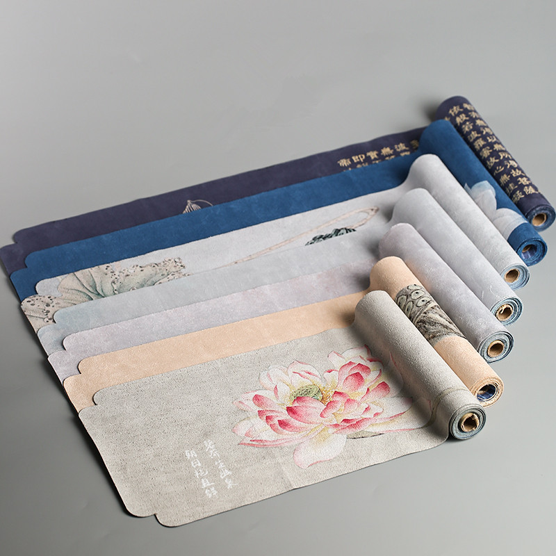 Phong cách Trung Quốc bông lanh bàn cờ bàn hoa sen say phong cách nghệ thuật vải nhung da lộn bàn trà thảm trà vải lanh pha khô