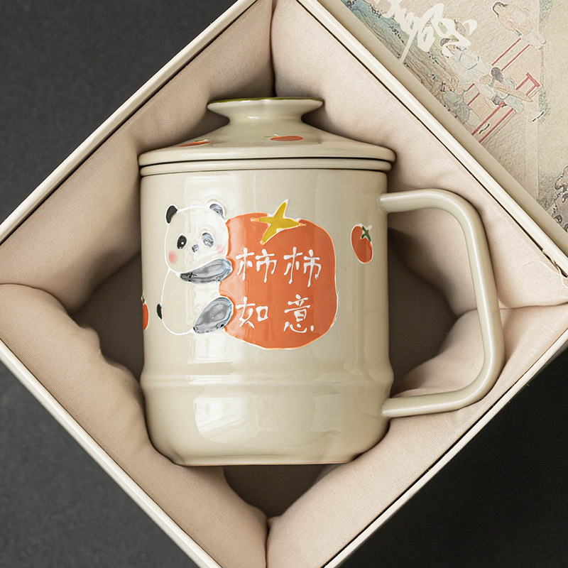 Cốc chạm khắc xếp chồng vẽ tay sáng tạo, cốc văn phòng hồng mơ mộng, cốc uống nước, cốc trà, cốc tách trà dung tích lớn