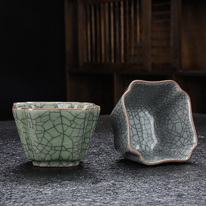 Ge Kiln Kung Fu Chén trà chính thức Lò nung lớn nứt băng có thể nâng cốc chủ nhân cá nhân bằng men ngọc mở cốc trà