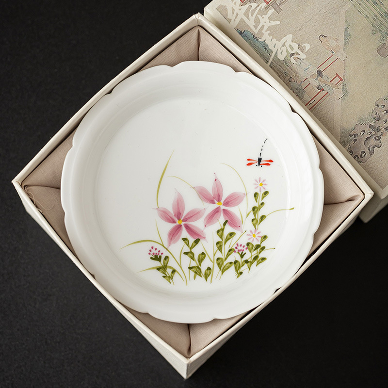 Bộ dụng cụ trà gốm sứ gia dụng hình chuồn chuồn hoa hướng dương, gồm đế chén trà, giá đỡ ấm trà, thảm trà, khay đựng trà khô, khay bong bóng.