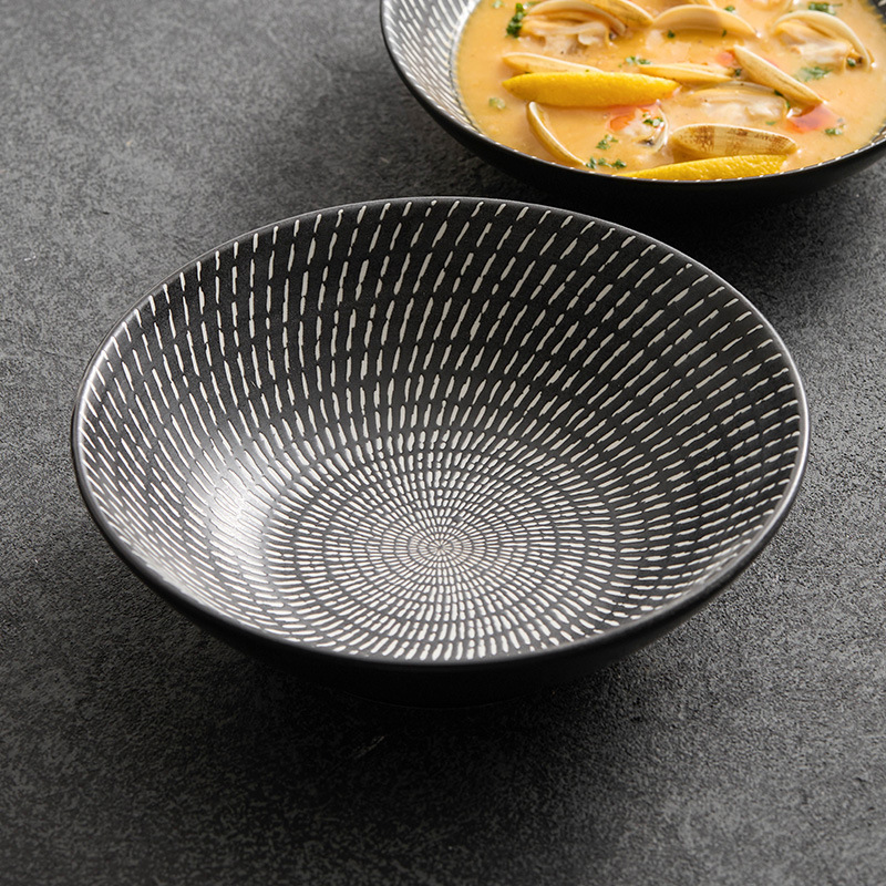 Tấm mưa sao băng hộ gia đình đĩa sâu đĩa retro đặc sản nhà hàng mì đĩa mì ống bát khách sạn bộ đồ ăn tròn đĩa súp