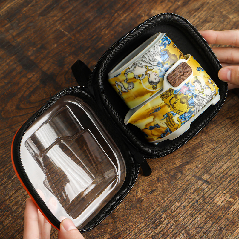 Gốm sứ Soda tráng men Đôn Hoàng Sifang Express Cup Bộ trà du lịch Bộ thiết bị uống trà di động ngoài trời tiện lợi