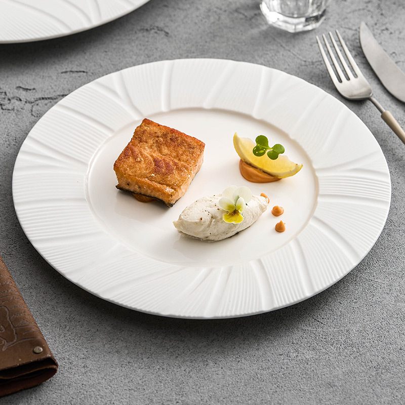 Đĩa đồ ăn phương Tây Bauhinia Đĩa bít tết Đĩa gốm sứ sáng tạo Bộ đồ ăn khách sạn Đĩa tròn giá trị cao Đĩa gia dụng