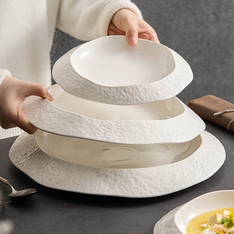 Đĩa sâu gốm sứ Big Dipper Đĩa bát canh Đĩa gia dụng Đĩa ăn sáng tạo Đĩa ăn núi lửa Bộ đồ ăn khách sạn Đĩa mì Ý Đĩa tròn