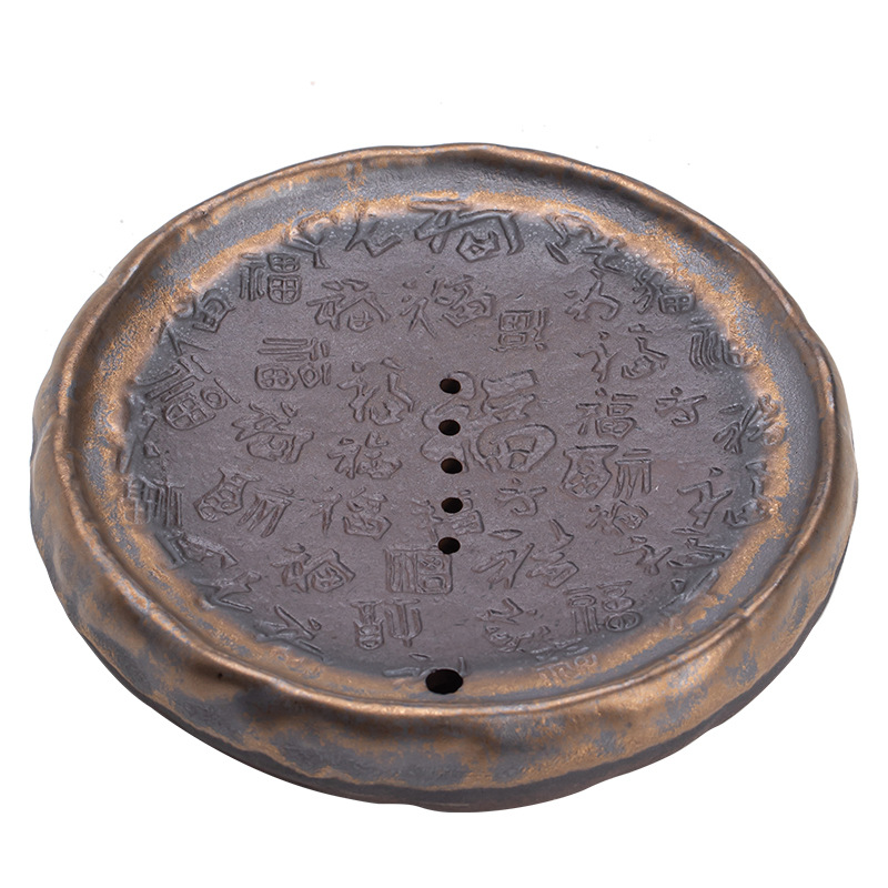 Ấm đun nước Baifu tráng men mạ vàng, ấm đun nước gia dụng bằng gốm nung sớm, ấm trà giá đỡ trà, phụ kiện bộ trà đế