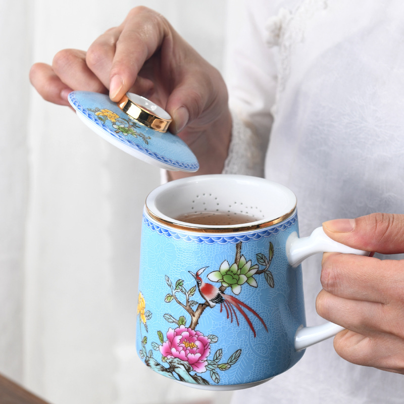 Gốm trà tách nước trà cốc nam văn phòng cá nhân trà đạo cốc lọc trà rò rỉ cốc