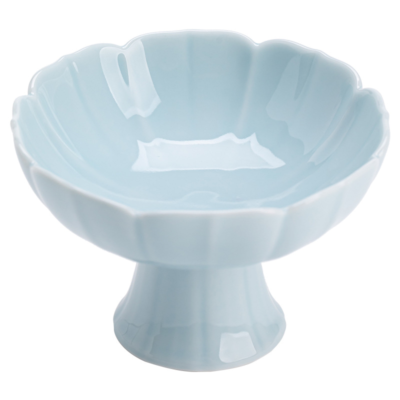 Đĩa trái cây cao gót Qingfeng Đĩa trái cây cao gót gốm sứ Đĩa giải khát Bàn trà nhỏ Đĩa chấm tim Đĩa đồ ăn nhẹ Khay đồ ăn nhẹ