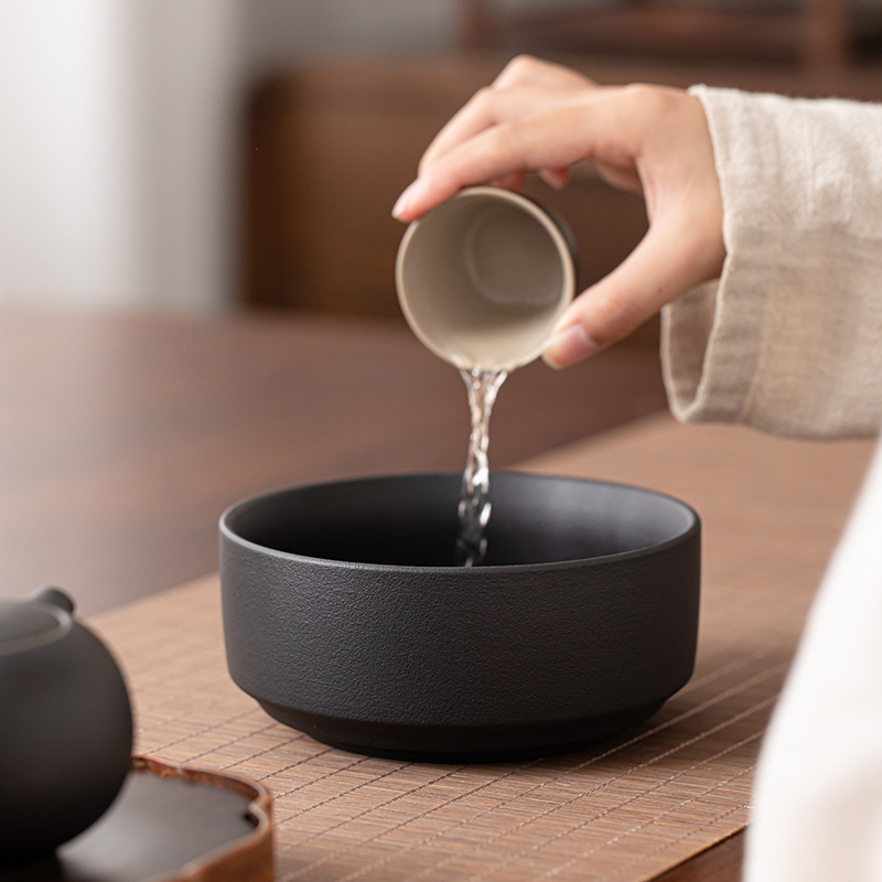 Trà trực quan rửa trà đen gốm sứ Jianshui bát nước bát nước bát nước trà bát nước dùng cho gia đình văn phòng cao cấp rửa bút cỡ lớn trà đạo với