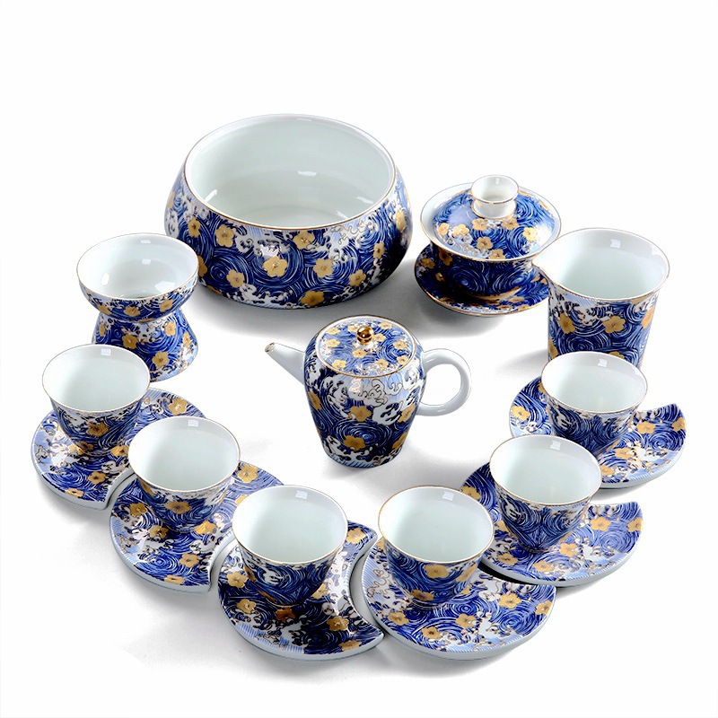 Bộ ấm trà Kung Fu tráng men gia dụng ấm trà gốm sứ cổ điển cao cấp phong cách Trung Quốc Bộ ấm trà uống trà trọn bộ