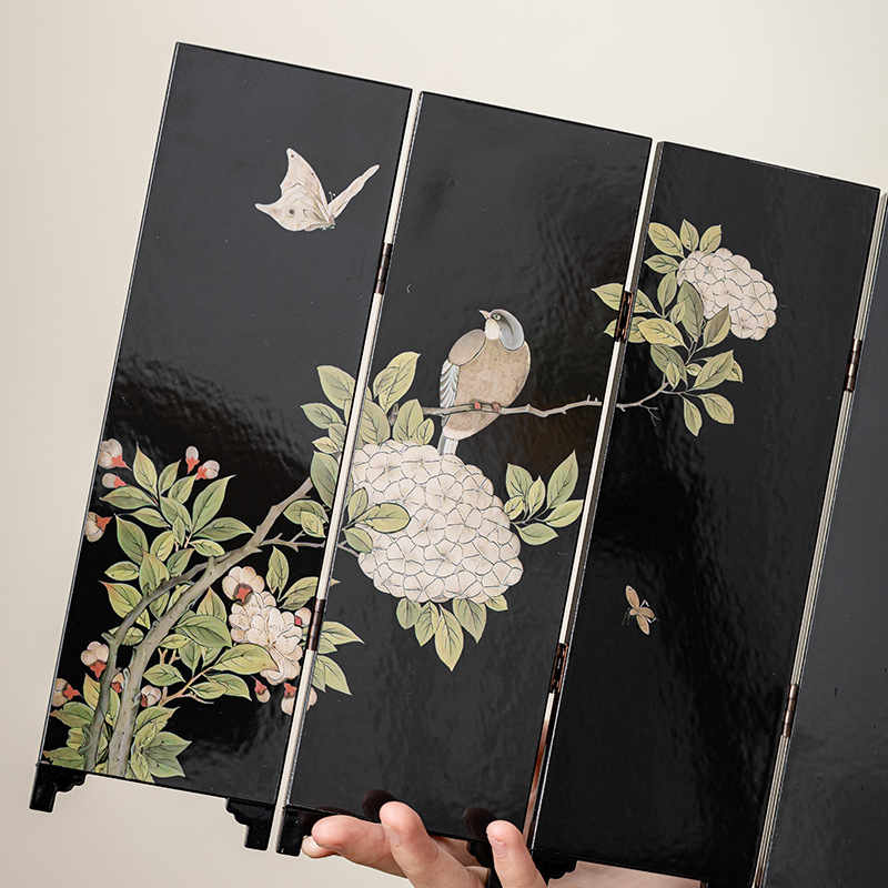 Phong cách hiện đại Trung Quốc trang nhã quan niệm nghệ thuật màn hình gấp vách ngăn di động phòng khách bàn trà trang trí bằng mực tre trăng tròn màn hình gấp