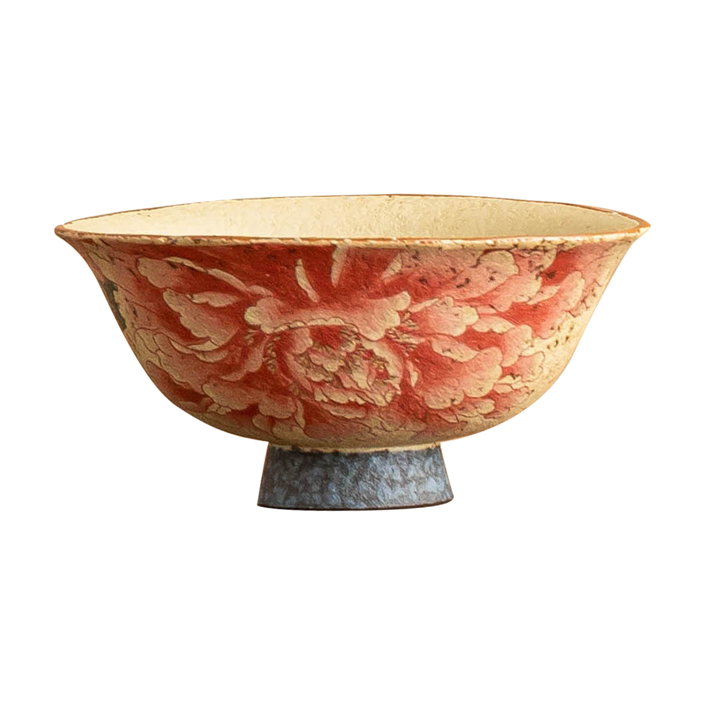 Cốc tay ép chân cao màu đỏ đá lửa xanh trắng cốc trà gia dụng gốm sứ cốc chủ nhân cốc uống trà chuyên dụng cá nhân cốc trà