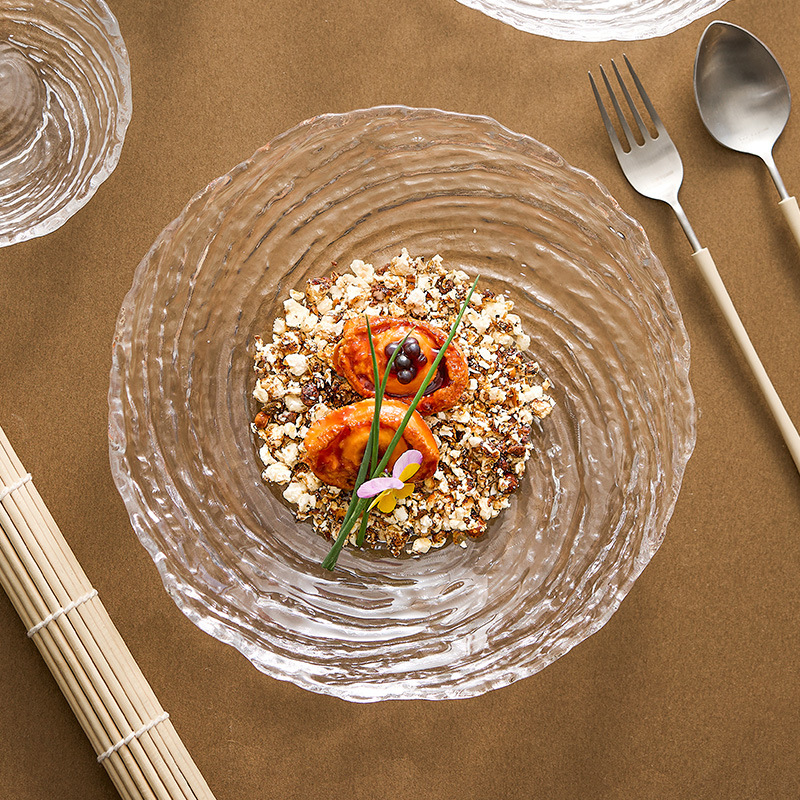 Bát thủy tinh Canghai Bát salad trái cây Đĩa sâu sang trọng nhẹ cao cấp Bát sữa chua sáng tạo Đĩa trái cây đẹp đặc biệt gia dụng