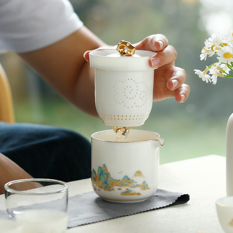 Bộ ấm trà du lịch cốc uống trà tiện lợi, một ấm ba cốc, thiết bị uống trà ngoài trời