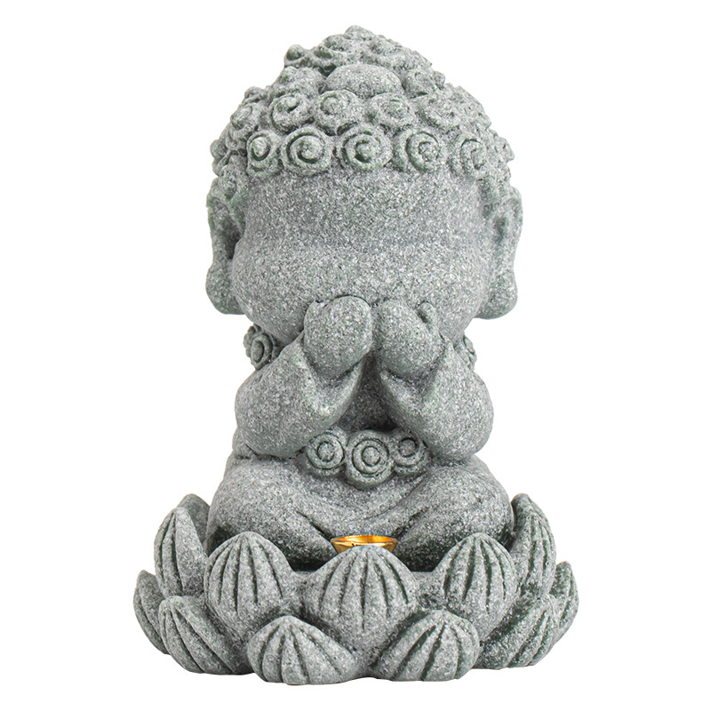 Bốn không nhỏ cắm hương Phật, cắm hương để bàn thiền gia dụng, đồ trang trí bằng cát sỏi xanh kiểu Trung Quốc, bình hương ngồi trong phòng khách