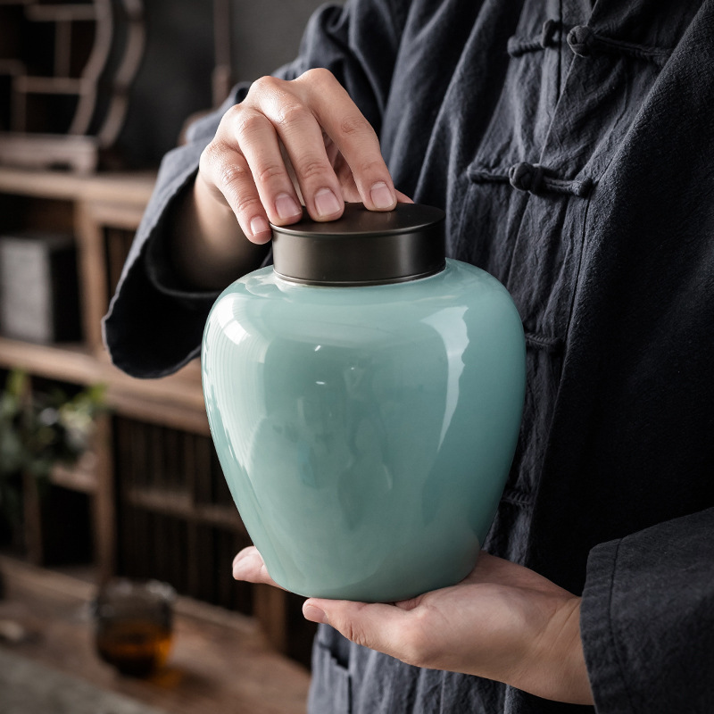Bán buôn bình trà gốm sứ phong cách retro bình kín bình bảo quản bình rỗng Bình gốm sứ phong cách Trung Quốc