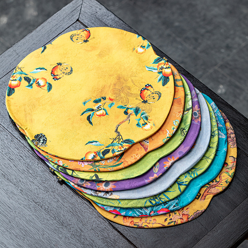 Tấm lót xốp khô Zen kiểu Trung Quốc mới Tấm lót cách nhiệt hai mặt Tấm lót bàn tròn vải trải bàn chống thấm nước