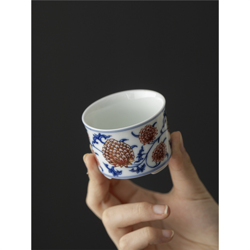 Bộ lọc trà bằng sứ tráng men đỏ retro bộ lọc trà gốm sứ bộ lọc trà hoa sen kim cương bộ lọc trà bán buôn bộ lọc trà