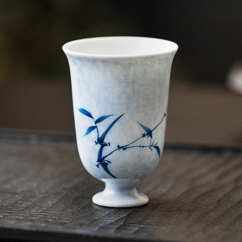 Cốc cao bằng tre mực vẽ tay, cốc trà Kung Fu, cốc trà gốm sứ, cốc chủ nhân chuyên dụng cá nhân, bộ trà lớn