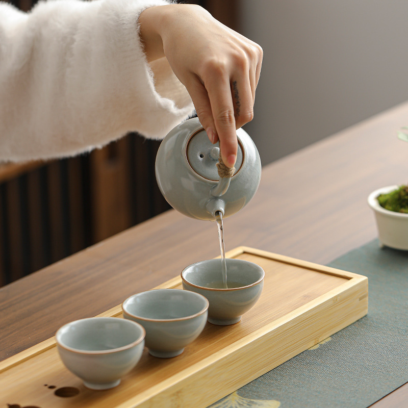 Bộ ấm trà Xiangdao Kung Fu, lư hương Ru Kiln, tổ hợp chậu xà, công ty tặng quà bằng gốm sứ cho khách hàng