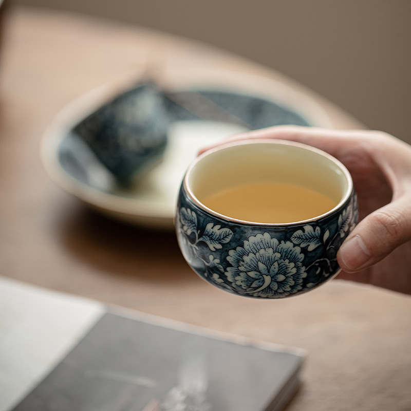 Cốc La Hán hoa trong lò Ru cổ, tách trà nhỏ có thể nâng được, cốc chủ nhân, cốc trà, Bộ trà Kung Fu gia dụng Trung Quốc