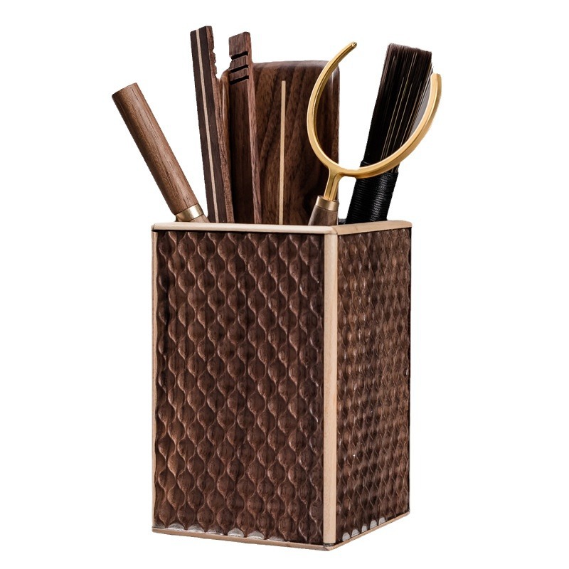 Bộ dụng cụ pha trà 6 quý ông Kung Fu trà đạo bằng Gỗ Óc Chó Bộ dụng cụ pha trà cao cấp chuyên nghiệp dao trà