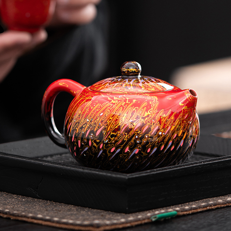 Bộ trà sơn mài Suyuan, ấm trà sơn mài xà cừ, hộp quà tặng ấm trà Xishi thủ công dung tích lớn màu tím cao cấp