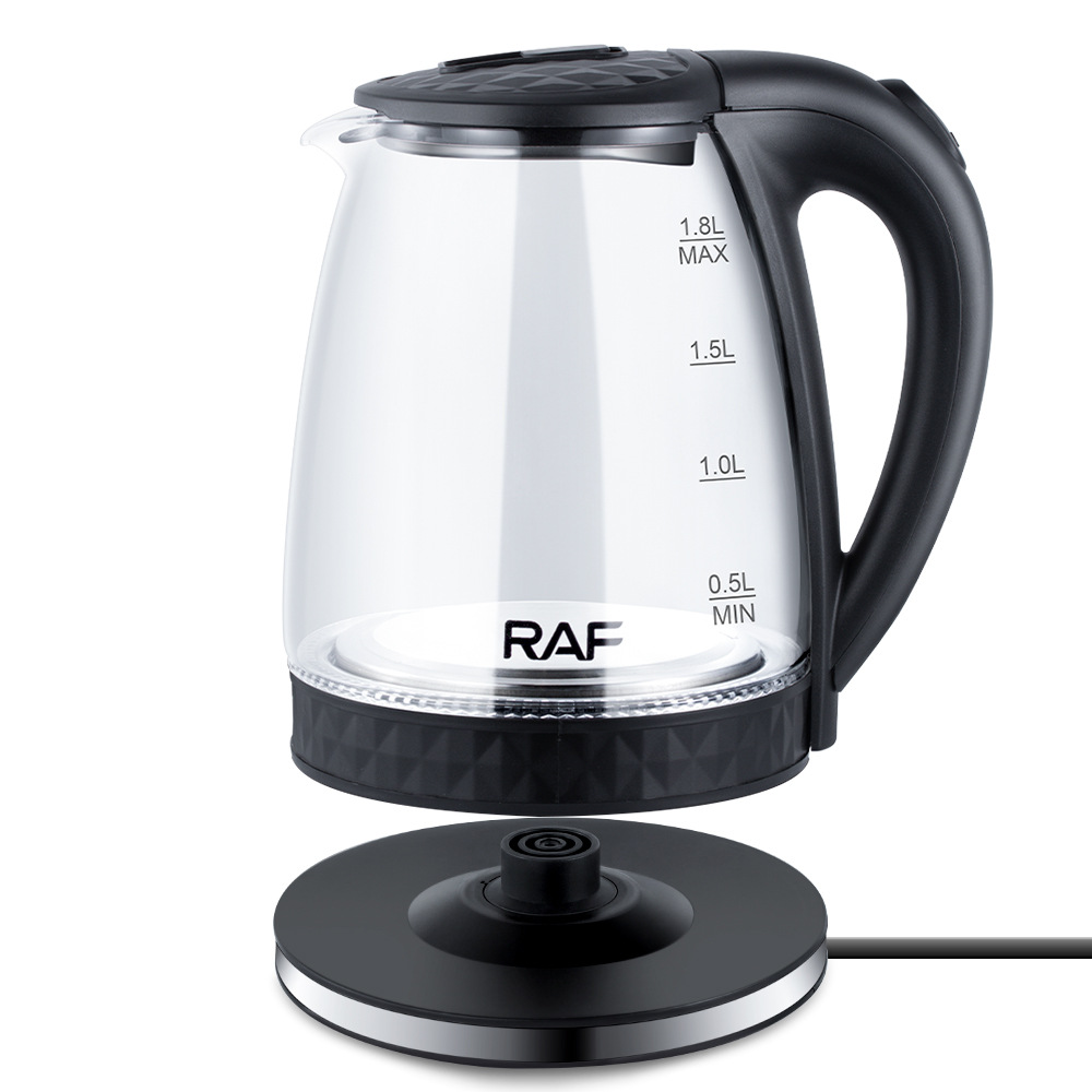 Ấm đun nước điện 110V RAF tiêu chuẩn Mỹ có thể nhìn thấy thủy tinh Borosilicat cao Tự động tắt nguồn Ấm đun nước gia dụng 2L