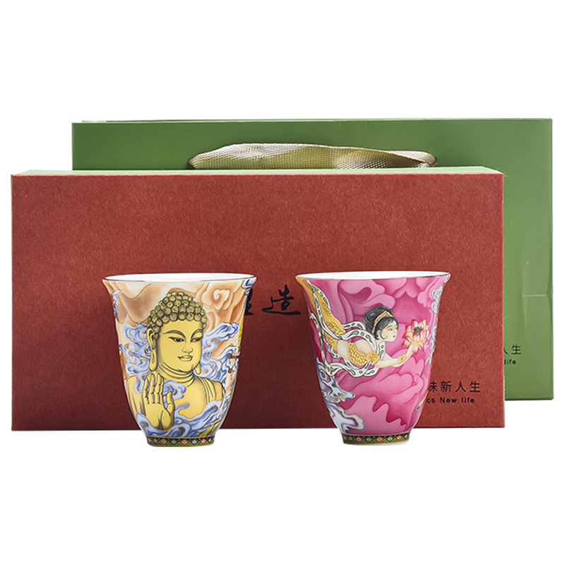 Cốc trà tráng men Đôn Hoàng, cốc thơm, bộ trà gia dụng, cốc trà, cốc chủ nhân gốm sứ Trung Quốc, hộp quà bán buôn