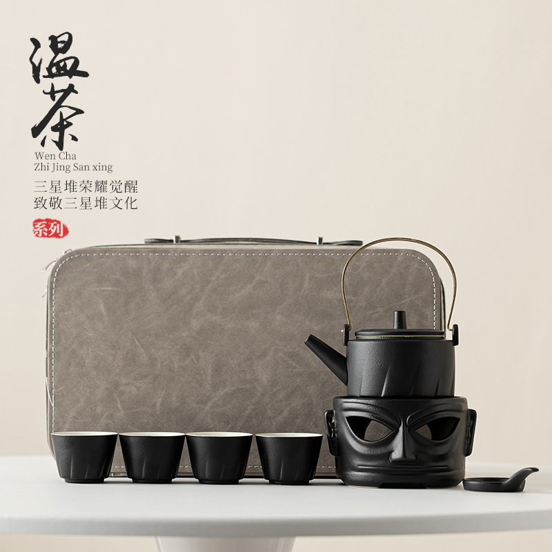 Gốm đen Sanxingdui ấm bếp trà bộ nến sưởi ấm cơ sở cắm trại ngoài trời bếp pha trà ấm