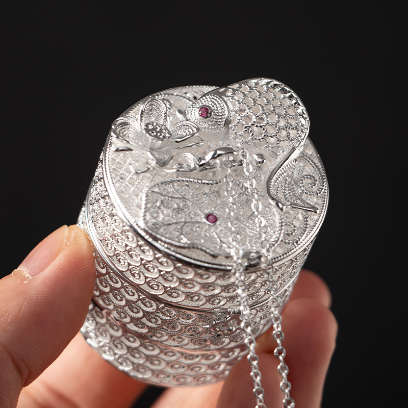 Đồng mạ bạc lọc trà bóng trà có dây treo ngoài trời xách tay trứng trà cắm trại nước tách trà dụng cụ pha trà bóng lọc