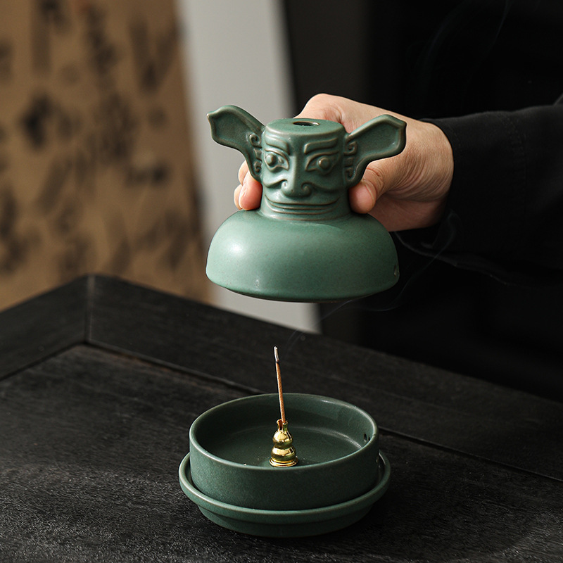 Mặt nạ đồng Sanxingdui, lư hương, lư đan sáng tạo, gốm sứ, hương trong nhà, hương tháp có nắp, trà đạo