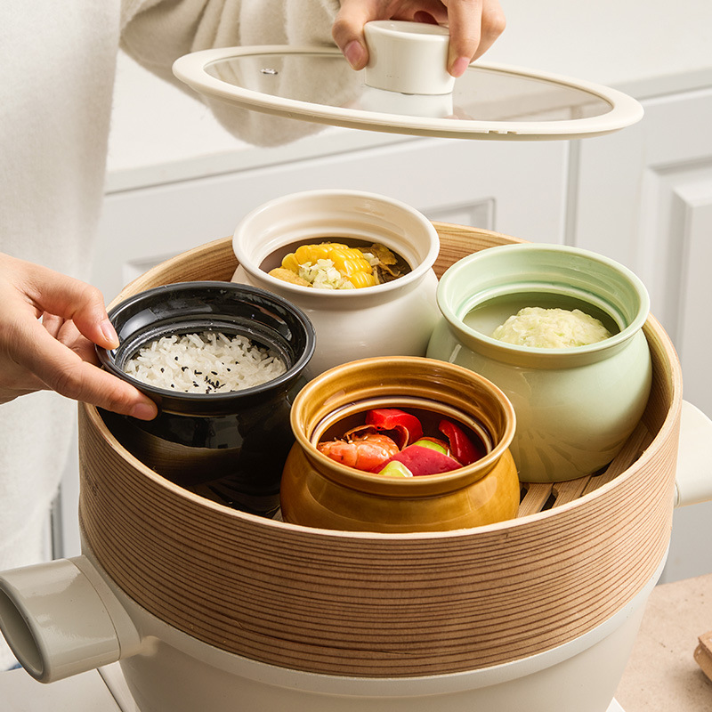 Nồi hầm súp sành cho một người, nồi súp sức khỏe gia đình, trứng hấp, hộp đơn có nắp, Jiangxi Shaxian Snack Soup, chén thương mại