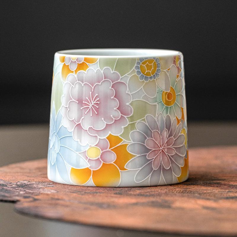 Cốc nghiêng Vạn hoa tráng men cổ cực kỳ nguyên chất, cốc trà gốm sứ, cốc chủ, bộ trà sáng tạo, cốc trà gia dụng, cốc trà đơn