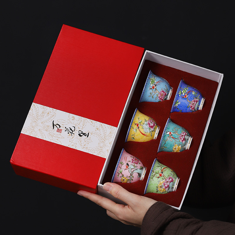 Bộ tách trà Kung Fu gốm sứ tráng men Jingdezhen, cốc chủ nhân cao cấp, cốc trà có nắp, cốc trà nhỏ