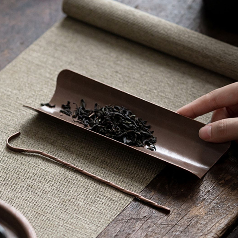Trà thủ công bằng đồng đỏ, muỗng cà phê, bộ trà hai mảnh, sen trà rèn thủ công, bộ trà Kung Fu Nhật Bản