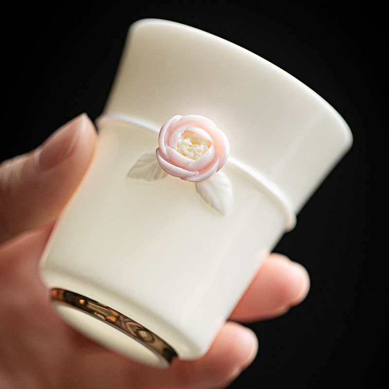 Cốc chủ nhân nhào hoa thủ công, tách trà thơm, tách trà Kung Fu, tách trà đơn, tách trà nhỏ dành riêng cho nữ, quà trà cầm tay