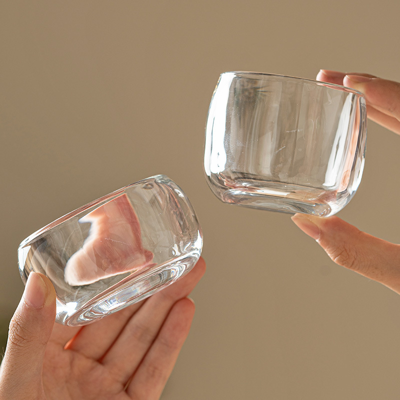 Nhà máy pha lê kéo ngón tay tách trà nhỏ cốc chủ nhân cốc thủy tinh đơn giản Trung Quốc uống trà cốc trong suốt nếm trà cốc trà