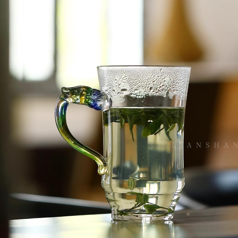 Cốc Trà xanh đặc biệt cốc nước năm rồng Cốc pha trà chịu nhiệt và chống bỏng có tay cầm trong suốt có giá trị cao