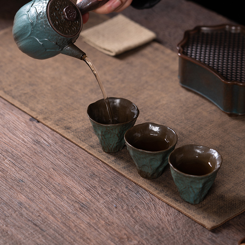 Cốc nấu ăn kiểu Nhật, cốc trà sen Qingye, cốc đơn nhỏ thủ công, cốc cá nhân, cốc nếm trà cổ điển gốm thô, cốc thơm