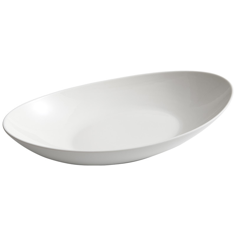 Đĩa cá trắng Dehua Đĩa cá hấp gia dụng Đĩa hình bầu dục gốm Đĩa rau lạnh Nhà hàng Nhà hàng chuyên dụng cỡ lớn