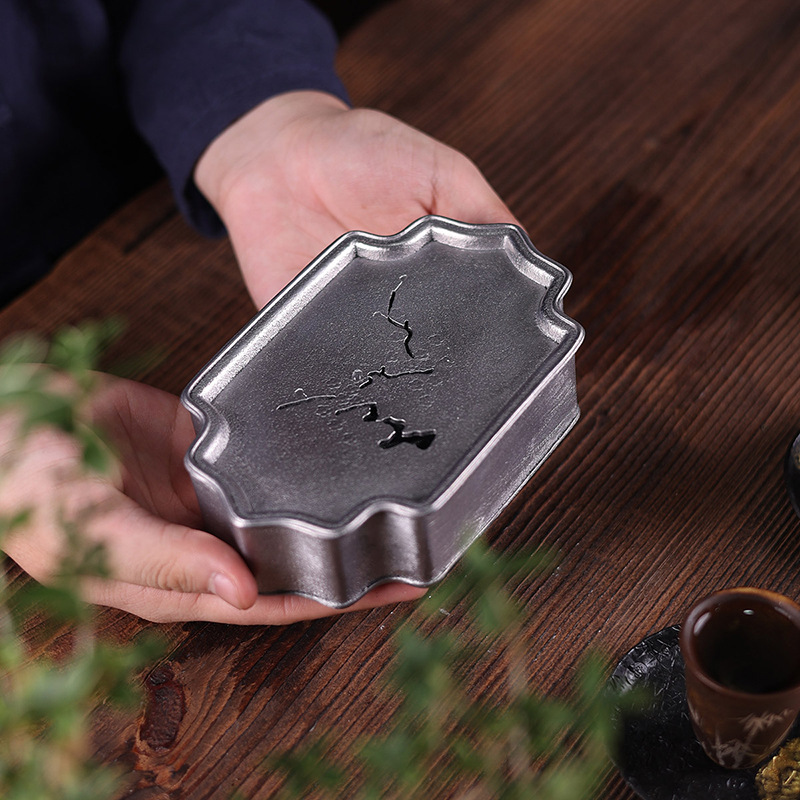 Khay trà thiếc cũ gia dụng đơn giản Thiền cao cấp cổ cổ bảo quản nước trà khay trà khay trà bàn pha khô
