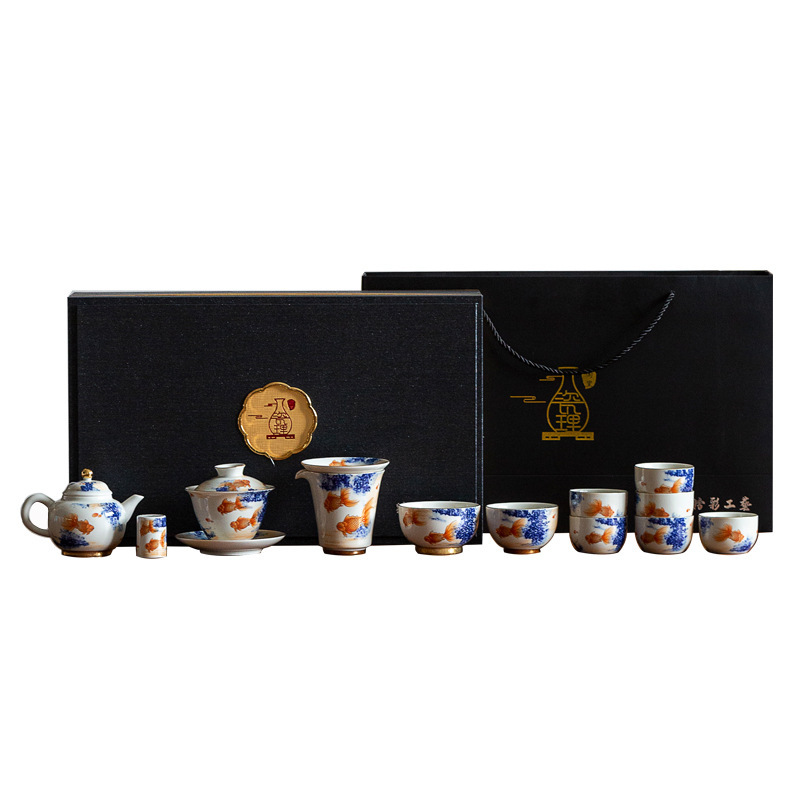 Bộ ấm trà Bộ ấm trà Kung Fu gốm sứ trọn bộ gia dụng cổ điển Nhật Bản hộp quà tặng doanh nhân đồ sứ