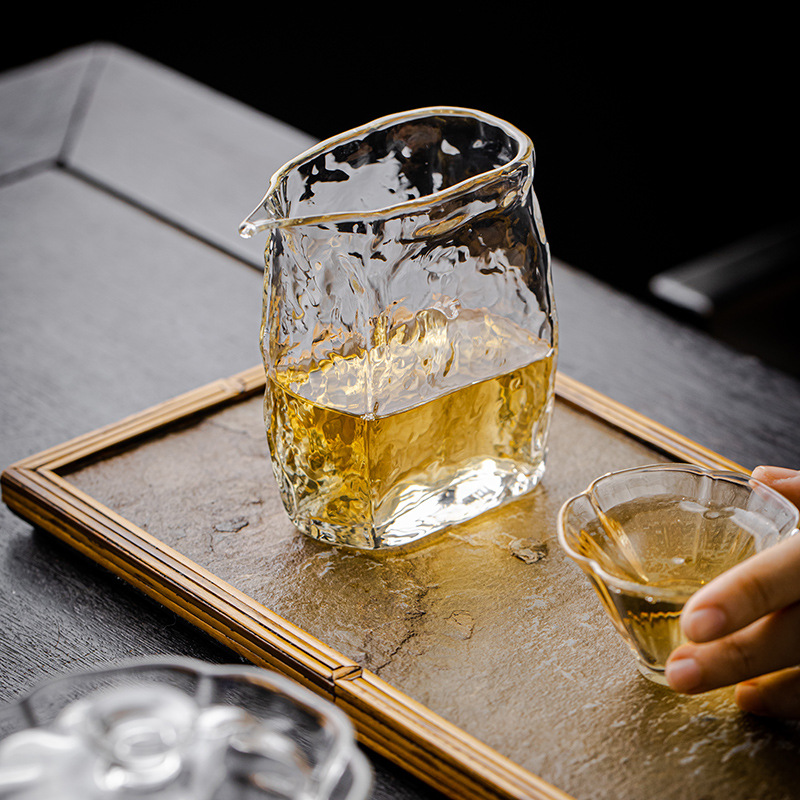 Bán buôn thủ công bằng miệng phẳng kết cấu Sông Băng tách trà thủy tinh Nhật Bản đồ uống trà Haifen miệng đại bàng cắt nước tốt