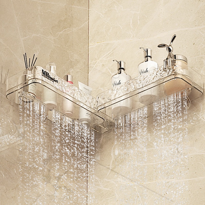 Giá để đồ góc phòng tắm không đục lỗ, Giá để đồ phòng tắm, bồn rửa nhà vệ sinh, Giá để đồ góc treo tường