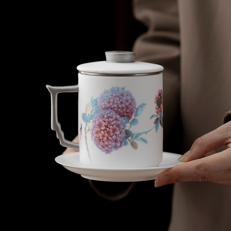 Ly sứ ngọc cao cấp dành cho nữ, tách trà nước, ly trà sang trọng nhẹ nhàng, có thể làm quà tặng cao cấp cho người lớn tuổi