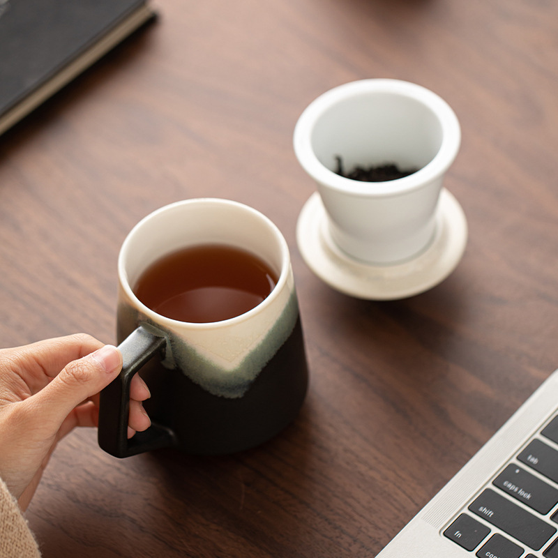 Cốc văn phòng tranh cốc gốm sứ đơn giản cốc tách nước trà cốc pha trà có nắp cốc nước du lịch văn phòng gia đình