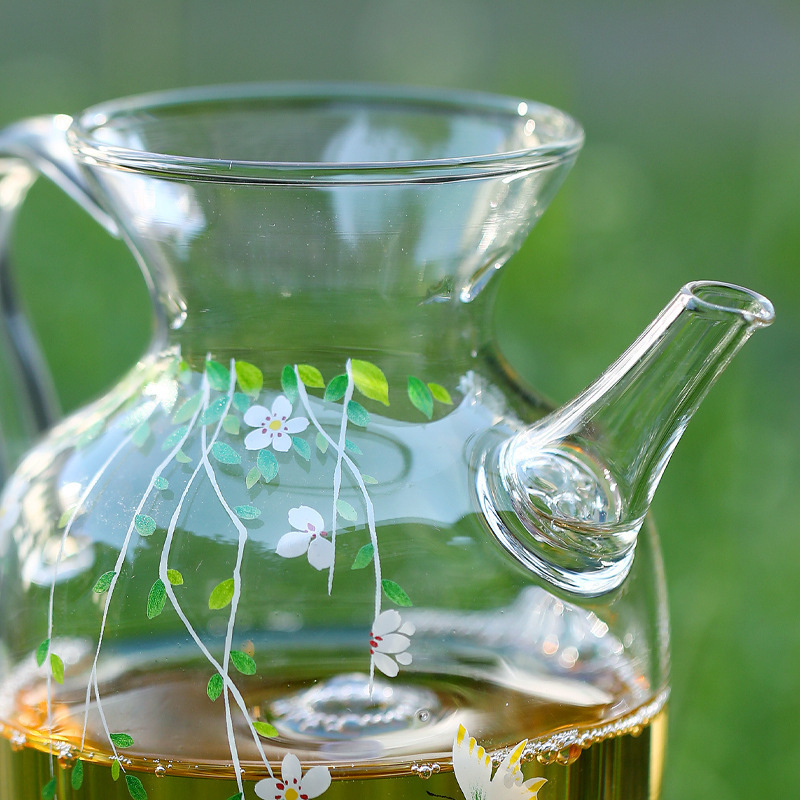 Dụng cụ pha trà Kung Fu nhỏ tươi mát ấm trà giả thời nhà Tống ấm trà xanh thủy tinh borosilicat cao ấm trà ấm đơn