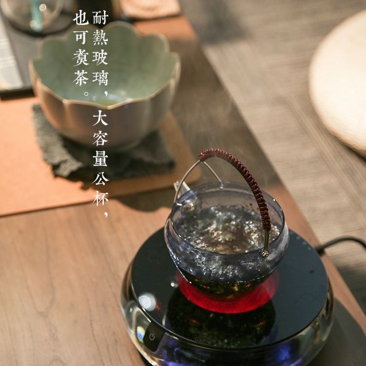 Xinyu Sản phẩm mới giỏ đựng thức ăn loại ấm cốc công cộng thủy tinh chịu nhiệt có thể nấu trà Biển Trà công suất lớn gia dụng